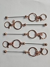 20 PC. Beadable Key Chains DIY Rose Gold Finish Key Ring and Hook Clasp