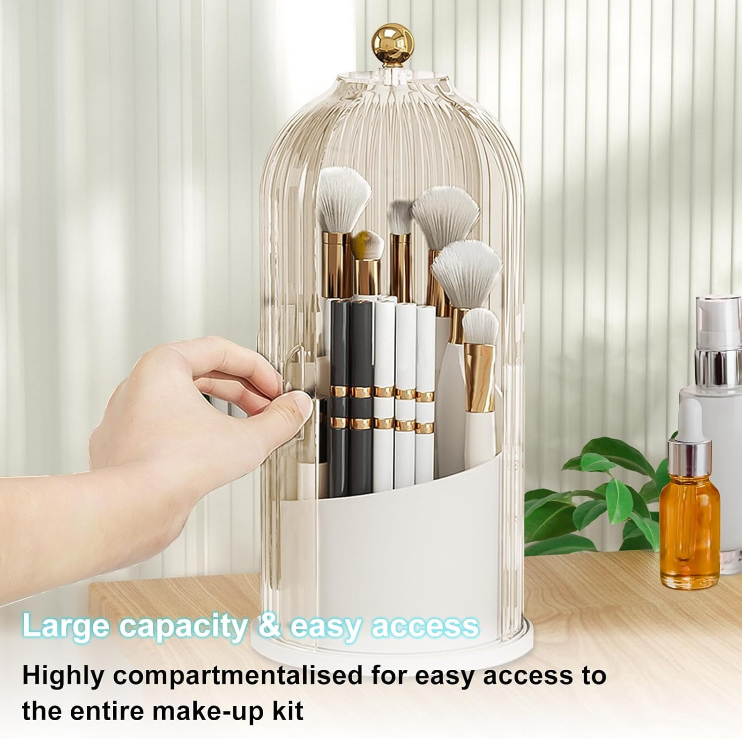 Porta Pennelli Trucco Rotante 360° Trasparente - Essential Vanity Kit - 4