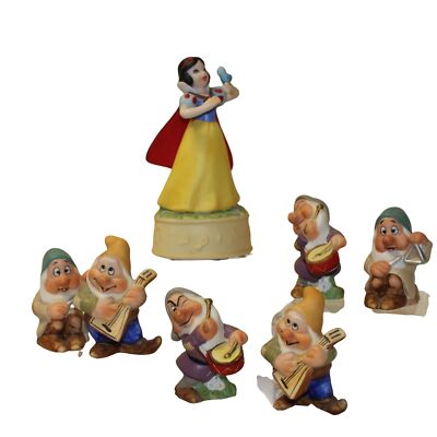 Vtg Schmid Snow White & 6 Dwarves 50th Anniversary Music Box (3 differ dwarves)