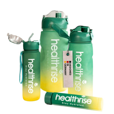 Health Rise Trinkflaschen 4er Set | 3,3/1,5/0,7/0,5 Liter | stapelbar
