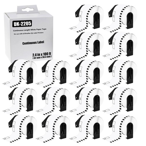 16Rolls 2.4"x100' Continuous Paper Tape DK-2205 For Brother QL Label Printer