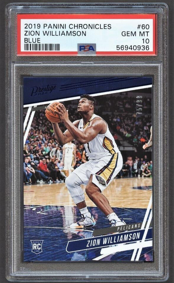 2019-20 Panini Chronicles Blue Prizm Zion Williamson Rookie RC #'d /99 PSA 10