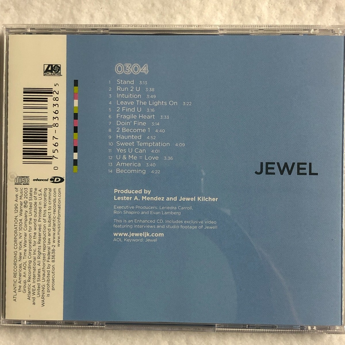 Jewel CD Dance Pop 0304 2000s 14 Song Studio Album Intuition 2