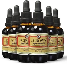 J.CROW'S® Lugol's Solution of Iodine 2% 2 Oz Six Pack (6 Bottles)