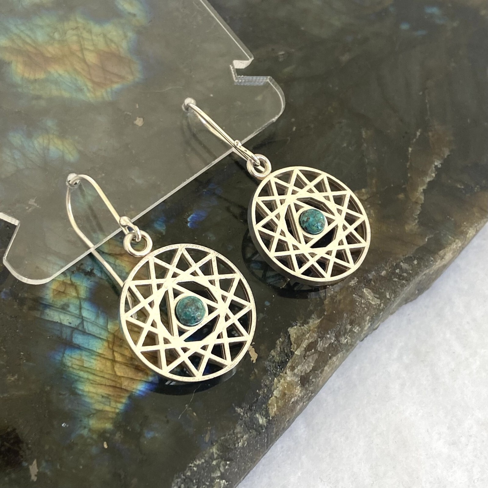 Sterling Silver Openwork Round Mandala Trinity St… - image 4