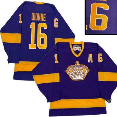 MARCEL DIONNE Signed Los Angeles Kings Retro Purple CCM