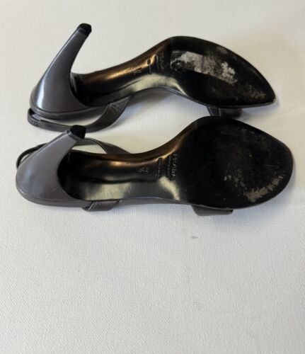 Prada Vintage Gray Leather One Strap Slingback Size EU37.5 - Picture 3 of 8