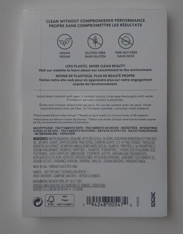 bareMinerals 10% PHYTO-RETINAL CONCENTRADO DE NOCHE 1ml /0.03 fl. oz. (TAMAÑO DE MUESTRA) Foto 2 de 2