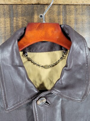 ALFRED DUNHILL Men's Large Leather Jacket Dark Brown Color A Model