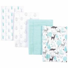 Hudson Baby Layered Flannel Burp Cloth, Linocut/Woodland Neutral, One Size