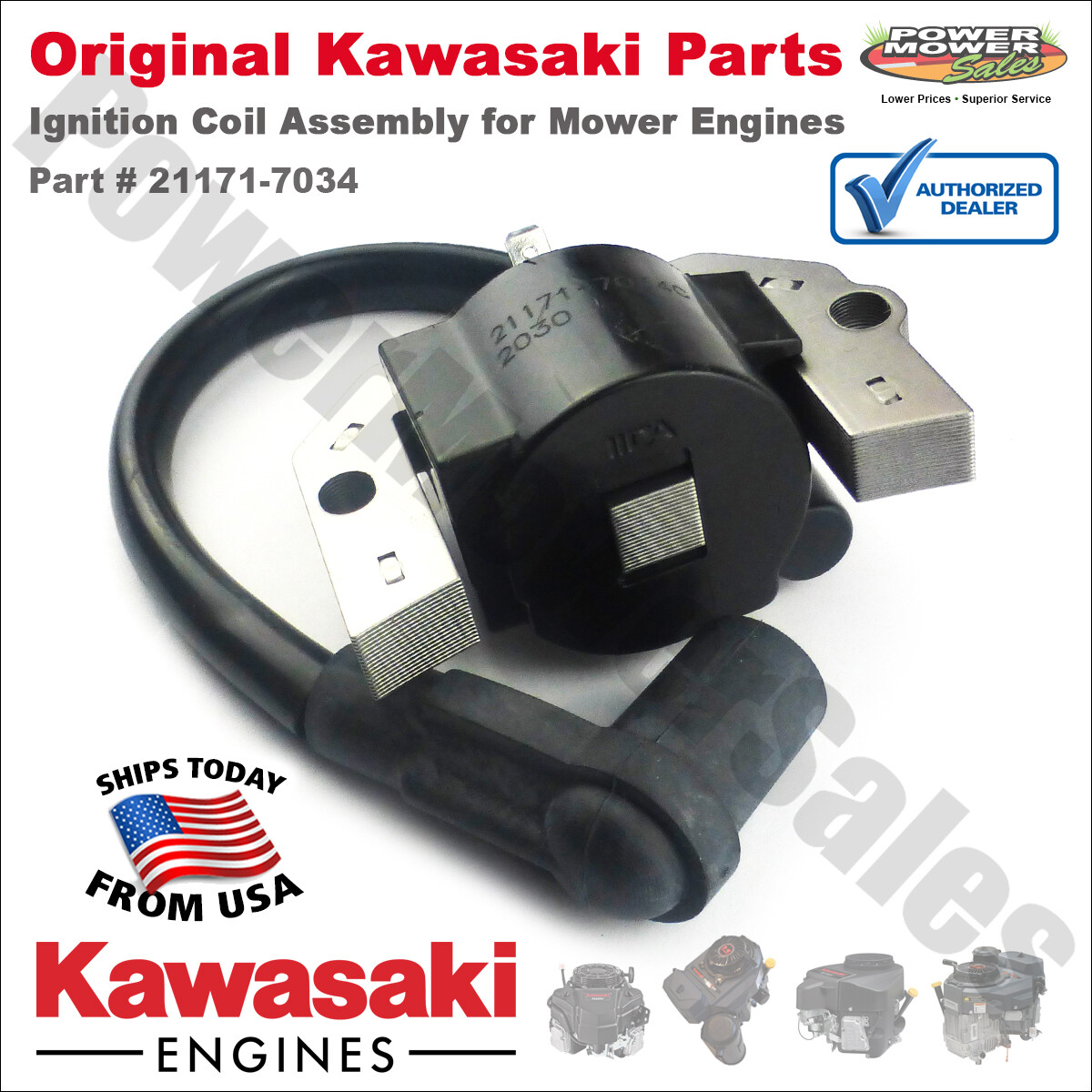 Kawasaki 21171-0743 Ignition Coil Assembly for Small Engines