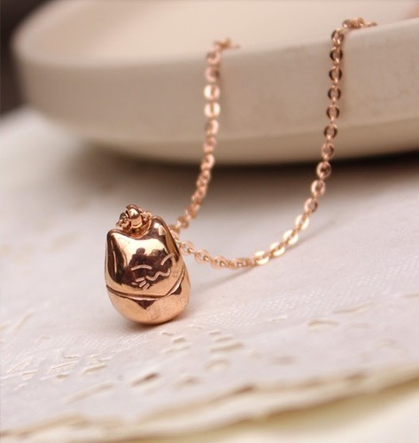 18K Rose Gold Filled Japanese Lucky Cat Maneki Neko Solid Pendant Charm Necklace - Picture 11 of 12