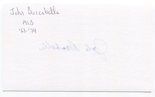 John Boccabella Signed 3x5 Index Card Autographed Chicago Cubs Debut 1963 - Picture 2 of 2