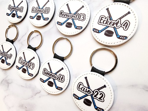Handmade Custom Name Personalized Key Chain Hockey Stick Sports Bag Name Tag - Picture 5 of 27