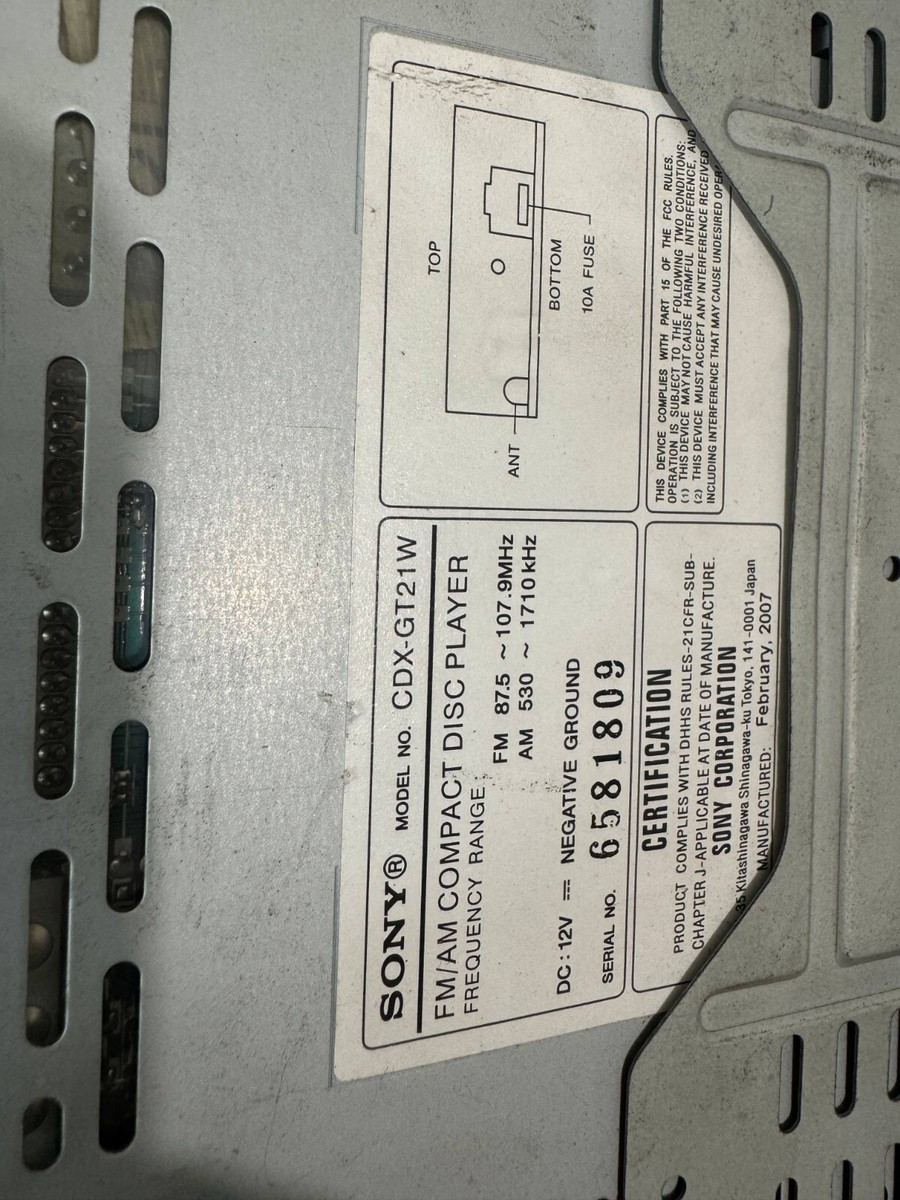 1998 Dodge Ram 2500 Sony CDX GT21W CD Player MP3 In Dash Receiver