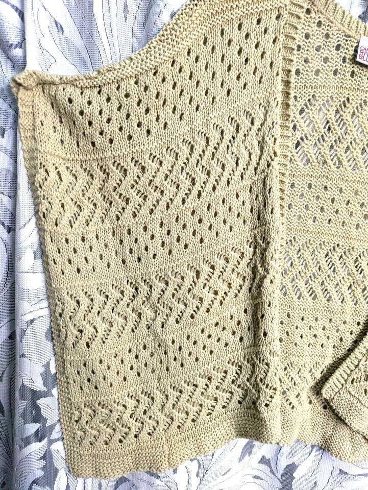 L ОТКРЫТЫЙ ПЕРЕДНИЙ СМЕШАННЫЙ ВЯЗАНЫЙ КРЮЧКОМ CANYON RIVER BLUES ПОНЧО КАРДИГАН СВИТЕР НОВЫЙ - Изображение 3 из 4