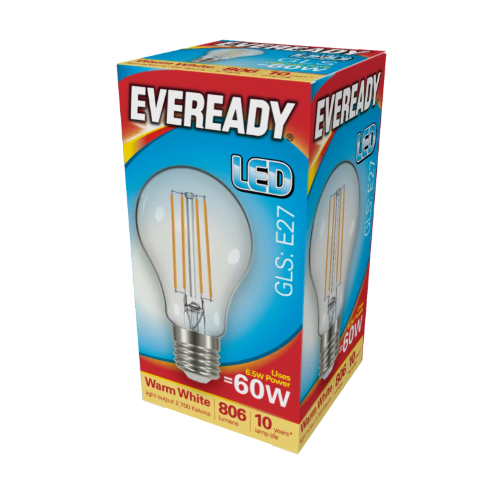 LED Filament GLS E27 806lm ES 6.5w 27000k by EVEREADY for sale  