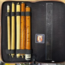 Crest 4 pc 19oz carved pool cue stick with carry case, brass connections, new