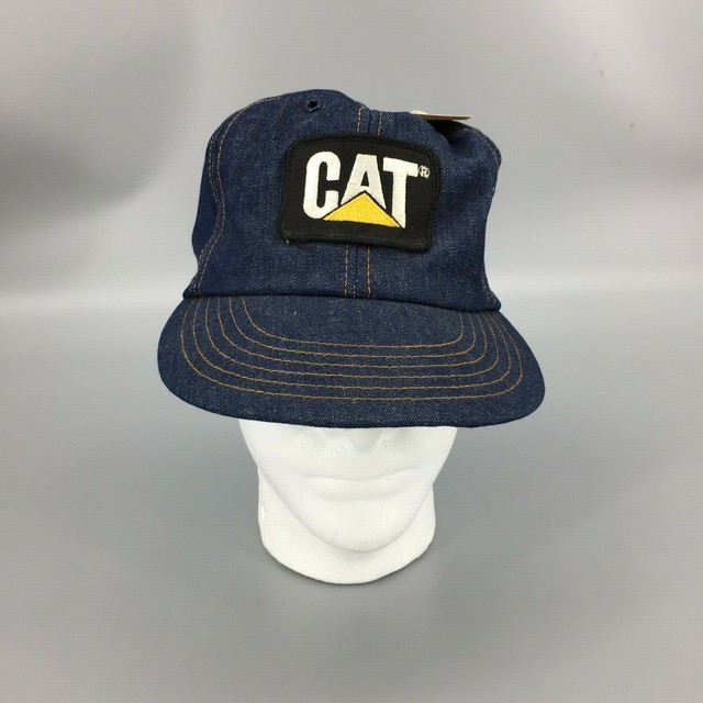 Vintage CAT Caterpillar Diesel Denim Snapback Trucker Baseball Hat Cap