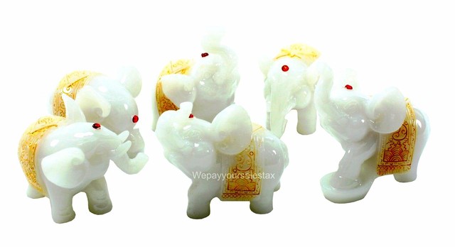 Feng Shui Set Of 6 White Elephant Trunk Statues Wealth Figurine Feng Shui Set Of 6 White Elephant Trunk Statues Wealth Figurine Gift Home Decor