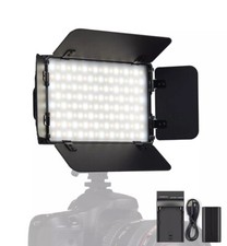 15W Bi-Color LED Video Light with Barndoors, Dimmable On-Camera Video Light