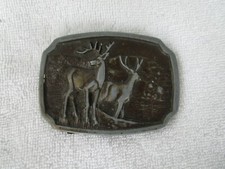 Vintage Metal Belt Buckle 2 Deer Buck Wildlife Hunting Sportsman QUALITY ITEM