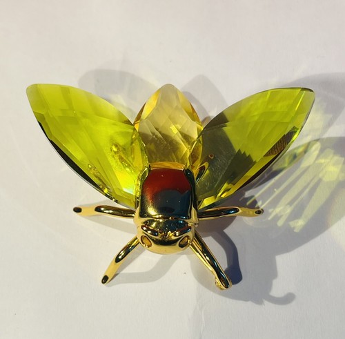 Daniel Swarovski Crystal Paradise Olive Green Gilt Sterling Fly Figure Brooch - Picture 3 of 9