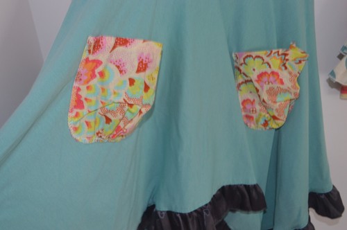 NWT Giggle Moon Girls Size 7 Dress Leggings Set Stripes Floral Blue Ruffle USA - Picture 4 of 8