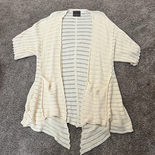Anthropologie Guinevere Womens Open Cardigan Cashmere Organic Autumn Cream Sz M