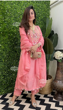 Embroidered Kaftan Style Suit Set with Palazzo Pants Traditional Ethnic Wear