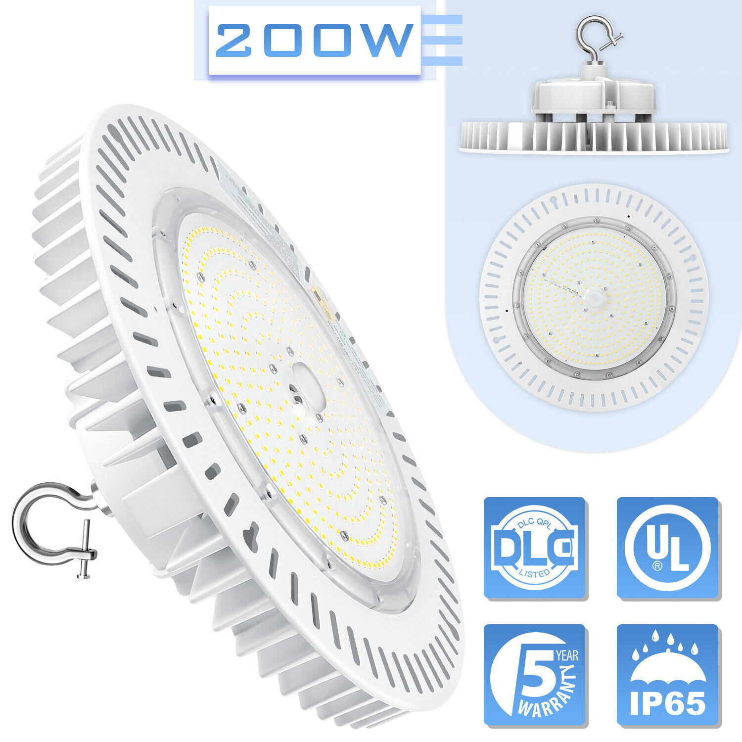200W LED High Bay Light Fixture for Warehouse Workshop Store (800W MH HID Equal)