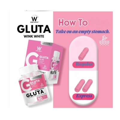glutathione wink WINK WHITE Gluta Whitening Glow Skin Provides Anti-Aging Reduces  Melanin2x30Caps