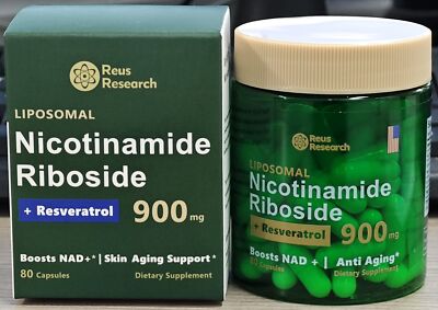 Nicotinamide Riboside+Resveratrol NAD+ Supplement 900mg Anti-Aging 80 caplets