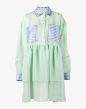 Image of New Natasha Zinko Stripe Floral Jacquard Dress London Collar Blue Green Yellow