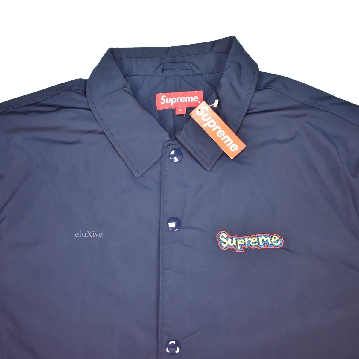 NWT Supreme Navy Blue Gonz Graffiti Logo Coach's Jacket SS18 NWT Supreme Navy Blue Gonz Graffiti Logo Coach's Jacket SS18