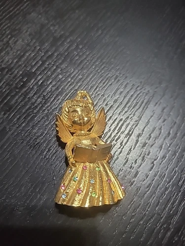 Vintage Mylu Brooch Pin Angel Gold Tone Singing Jewelry Costume