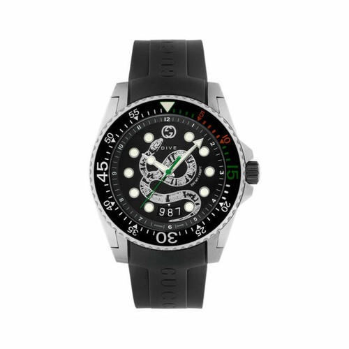GUCCI Dive Snake Quartz Black Dial Men's Watch YA136217 731903466814 | eBay