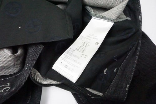 Pantalones de mezclilla Giorgio Armani etiqueta negra corte regular oscuro mezcla de algodón 5 bolsillos 32 NUEVO - Imagen 7 de 9