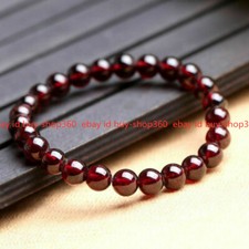 6/8/10mm Genuine Natural Brazil Red Garnet Gemstone Beads Stretchy Bracelet