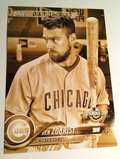 2018 Topps Opening Day Dugout Peeks 5x7 Jumbo Ben Zobrist Cubs Gold 04/10