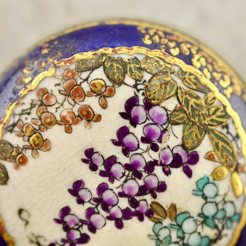 Antique Meiji-period Japanese Satsuma painted Wisteria floral pair of buckles - Picture 4 of 8