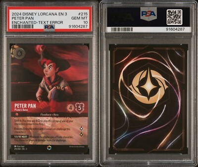 Disney Lorcana Peter Pan Text Error Enchanted #215/204 PSA 10 | eBay