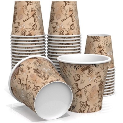 6 oz Paper Cups for Coffee and Tea - Decorated Office Disposable Water Paper ...