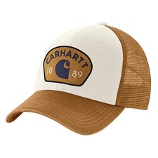 Carhartt Men's Canvas Mesh-Back 1889 Patch Cap One Size Fits All Snap Back Brown