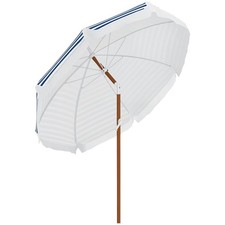 Outsunny Outdoor Patio Umbrella with Tilt, Vent, Fringed Ruffles, Flounce