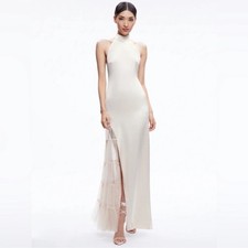 NWT Alice + Olivia $595 RYN SLIT TULLE PANEL MAXI DRESS - Size 0