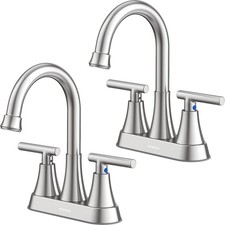Bathroom Faucets for Sink 3 Hole, Hurran 4 inch Brushed Nickel X 2