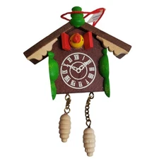 Wooden Ornament - Cuckoo Clock - Made in East Germany Vintage