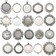 20Pcs Mixed Fit 25Mm Blank Bezel Pendant Trays Base Cabochon Settings Trays Pend