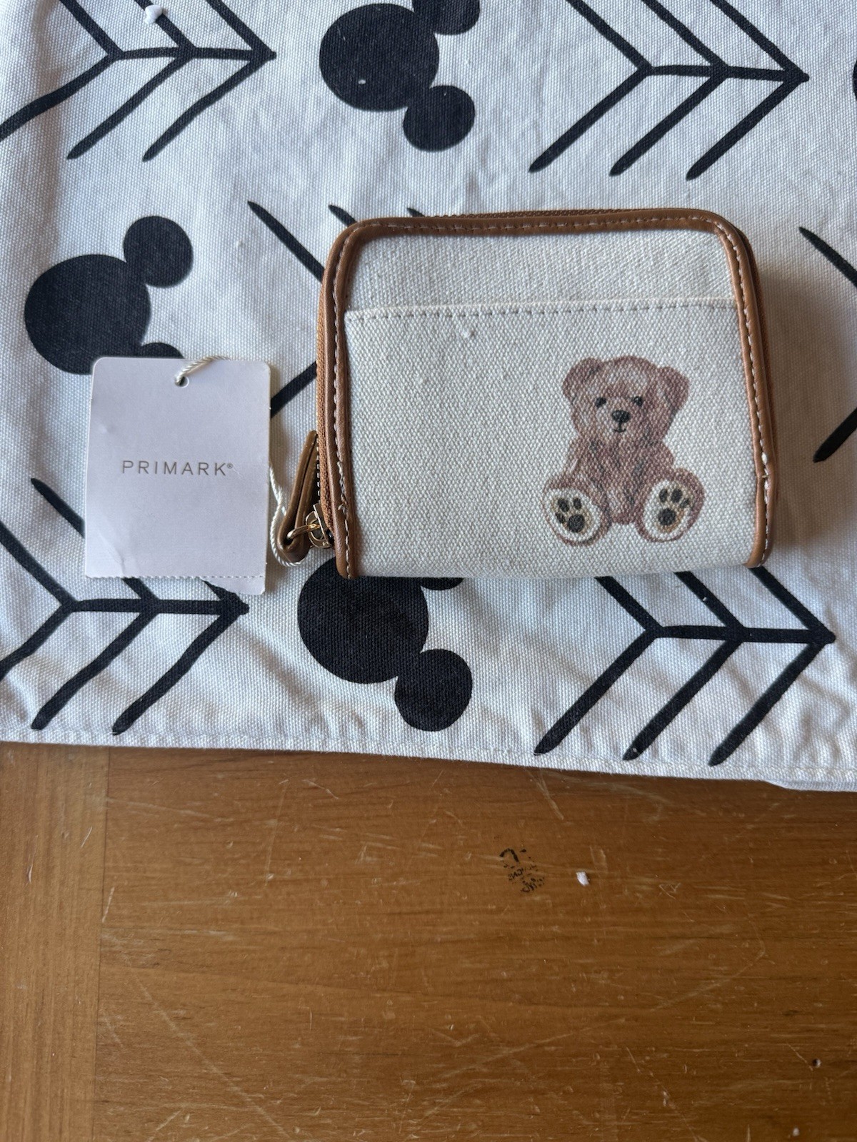 VIRAL Primark Cute Teddy Bear Wallet Coin Money Purse. Brown Cream Zip Up. BNWT